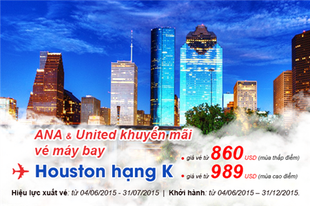 Liên doanh Ana & United gia hạn giá vé khuyến mãi hạng K đến Houston